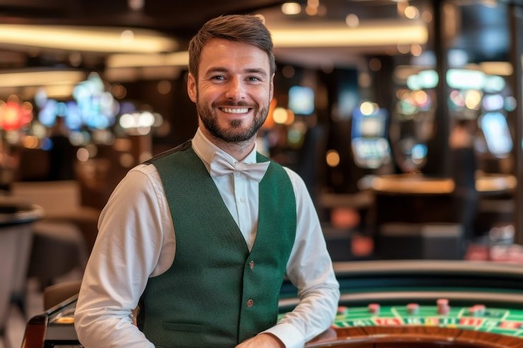 Live chat interface showing dealer and player messages during a blackjack session